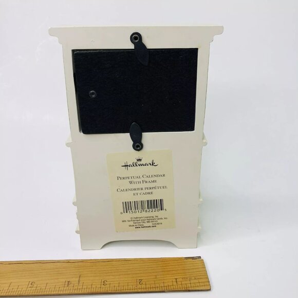 VTG Hallmark Perpetual Calendar with Picture Frame Desk Stand White Wood Blocks - Picture 5 of 9
